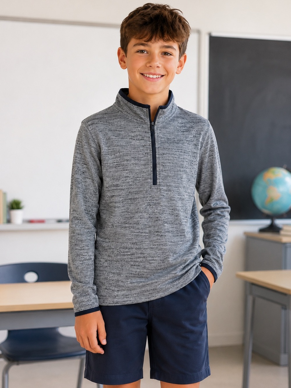 Nike Golf Dri-FIT Boys Gray Quarter Zip Pullover Size L Long Sleeve Performance